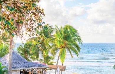 Studio vue mer en première ligne à Sainte-Anne   Dernier étage   Résidence sécurisée avec accès plage