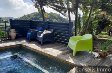 Villa duplex T5 + T3 locatif, piscine, vue mer - Morne Courbaril - Le Marin