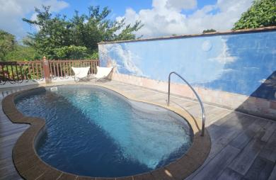 Grande maison F5 avec terrasses, piscine, vue mer et beau terrain paysagé