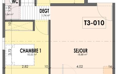 Appartement T3 avec varangue – Ducos, Le Clos des Bambous – 57 m²
