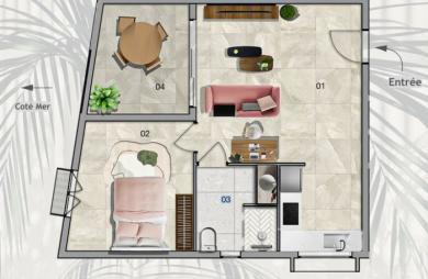 Vente Appartement 49.02m&sup2; 2 pièces Etang-Sale