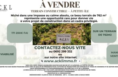 TERRAIN CONSTRUCTIBLE ET DIVISIBLE DE 762 M2 PETITE ILE 974 (ILE DE LA REUNION)