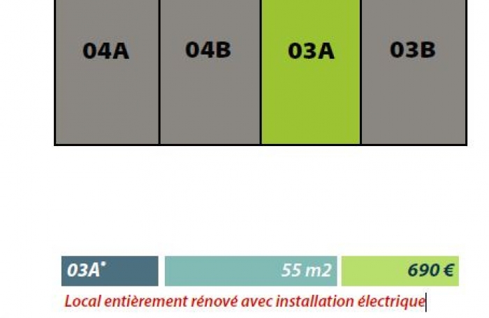 Local de 55 m2 situé à l'étage de l'immeuble Mimosa aux ABYMES