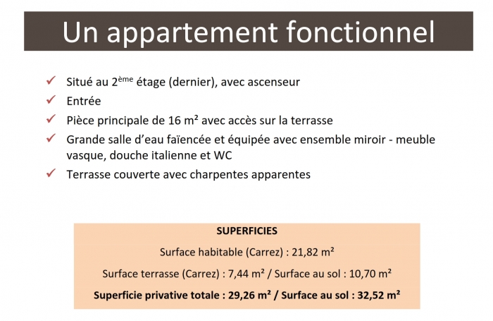 Appartement type Studio - programme neuf - adresse recherchée