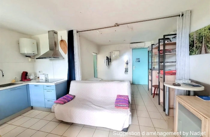 Studio meublé avec vue mer, jardin & terrasse au Gosier