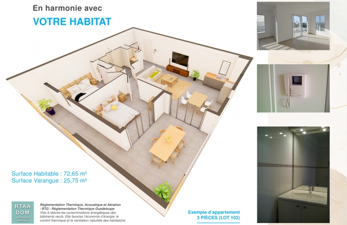 Appartement 3 pièces - Grande terrasse et jardin privatif