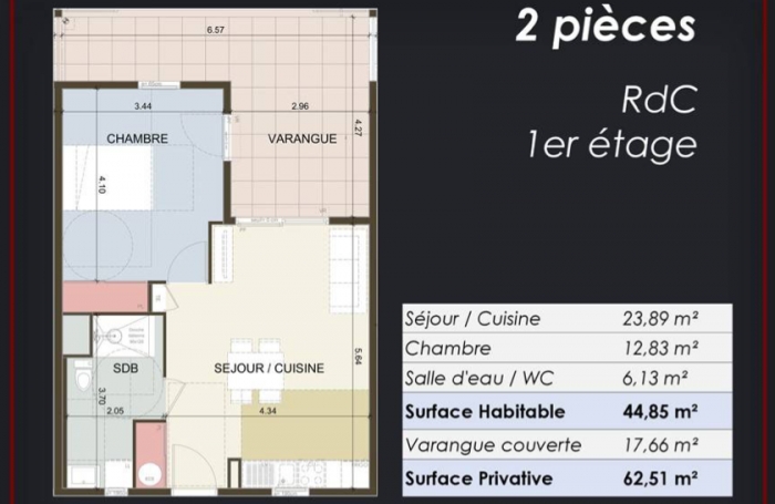 APPARTEMENT F2 NEUF - RDC - DESTRELLAN