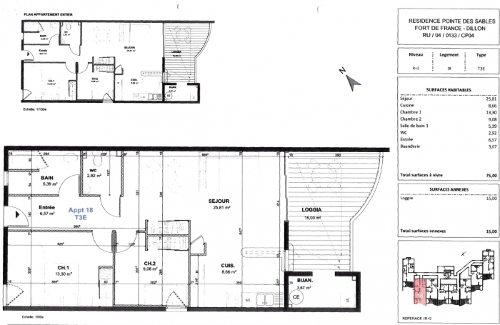 Appartement T3 à louer   Résidence neuve secteur pointe des sables fdf  -  1 070€/mois - disponibilité Octobre