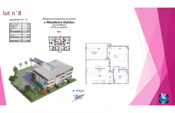 2 pièces 45.35 m2 Appartement T2 neuf quartier Mahault - LE LAMENTIN