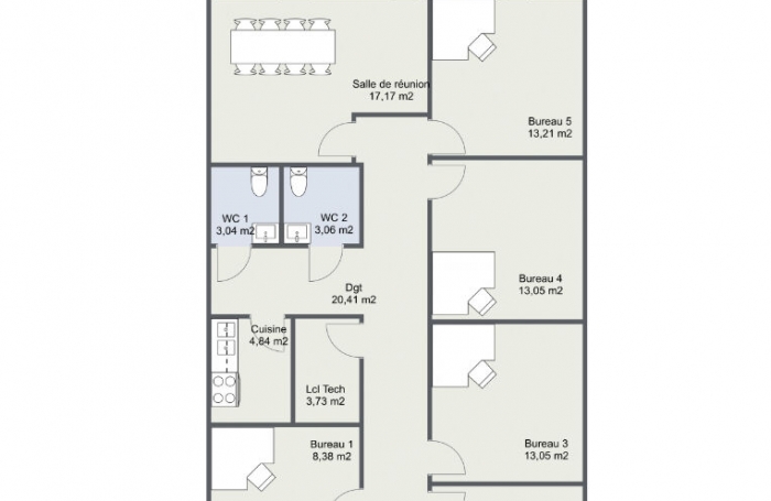 Location Local commercial 126.18m² Saint-Leu