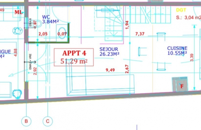 Vente Appartement 85.38m&sup2; 3 pi&#232;ces La Possession