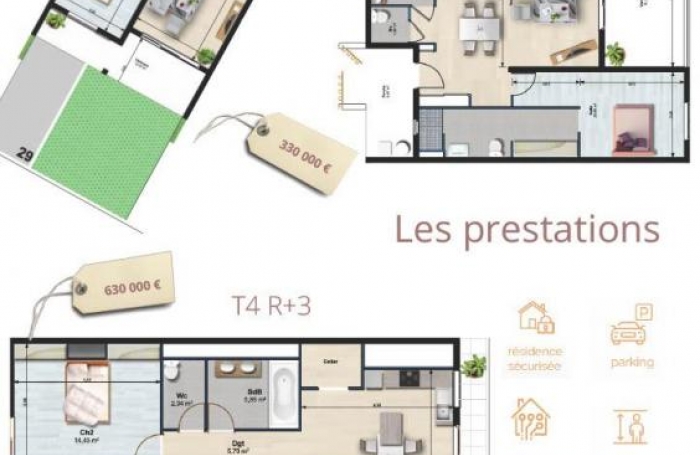 Vente Appartement 60.99m&sup2; 2 pi&#232;ces Trois Bassins