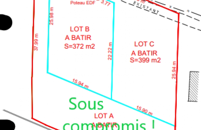 Vente Terrain 399m&sup2; Saint Joseph
