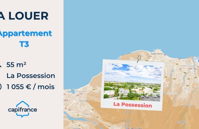 Location Appartement 55m&sup2; 3 pi&#232;ces La Possession