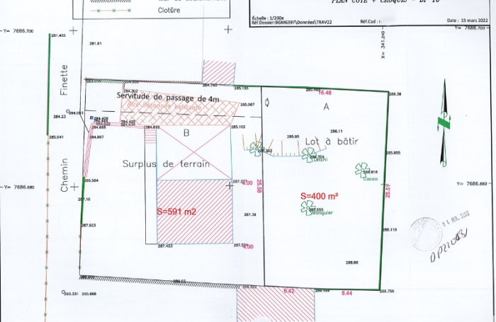 Terrain &agrave; b&acirc;tir - 401 m2 - Saint Denis