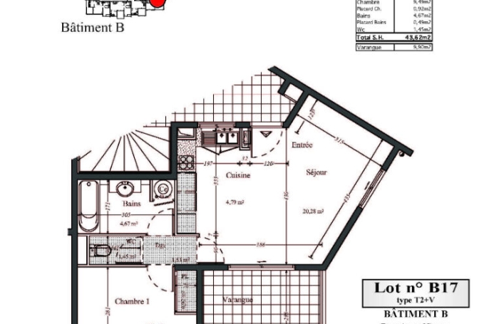 Vente Appartement 43.62m&sup2; 2 pi&egrave;ces Bras-Panon